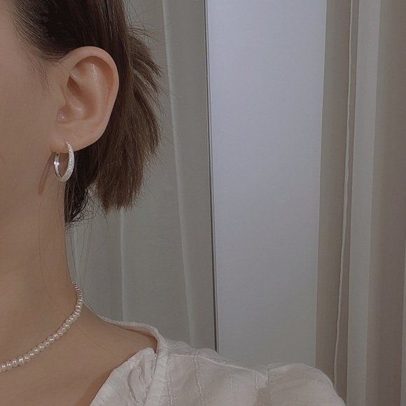 #NEW 925 Sterling Silver Round Shiny Hoop Earrings - Picture 6 of 10